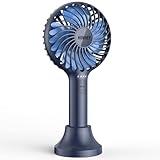 HonHey Handheld Fan Portable, Mini Hand Held Fan with USB Rechargeable Battery, 4 Speed Personal Desk Table Fan with Base, 3-10 Hours Operated Small Makeup Eyelash Fan for Women Men Kids