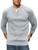 COOFANDY Men's Henley Sweater Soft Casual Sweaters for Men Classic Pullover Black Sweaters