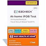 EZCHECK® at-Home iFOB Test (1 Test) Immunochemical Fecal Occult Blood Test (FIT) for Colon Health Screening, Colon Cancer Screening, Colorectal Cancer Screening, Colon Disease Test - FSA/HSA Eligible