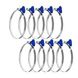 POWERTEC 70260 4 Inch Key Hose Clamp, Thumb Screw Key Adjustable Stainless Steel Hose Clamps for Dust Collection, Dust Collector and Dryer Vent Hose, Pipe Clamp, RV Clamp, Worm Gear Clamp, 10 pack