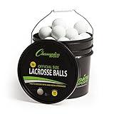 Champion Sports Lacrosse Balls in a Bucket: Regulation Training, Practice and Game Play Ball Set - 36 Count - NCAA and NFHS Certified - White