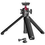 MT-16 Extendable Mini Camera Tripod, 4 Levels Adjustment 360° Ball Head Cold Shoe Lightweight Portable Vlog Travel Selfie Stick Handle Grip Desktop Webcam Tripod for DSLR Action Camera