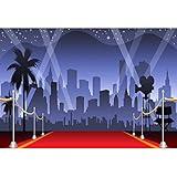 AOFOTO 7x5ft Red Carpet Backdrop Movie Night Stage Lighting Photography Background Celebrity Event Party Premiere Banner Photo Studio Props Kid Adult Artistic Portrait Activity Decoration Wallpaper