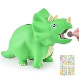 PJDRLLC Dinosaur Piggy Bank for Kids, Unbreakable Plastic Money Coin Bank for Boys and Girls, Great Gifts for Birthday, Easter, Christmas (Green)