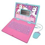 LEXiBOOK - Unicorn Educational and Bilingual Laptop Spanish/English - Toy for Children with 124 Activities to Learn Mathematics, Dactylography, Logic, Clock Reading, Play Games and Music - JC598UNIi2