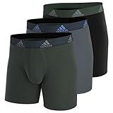 adidas Men's Performance Boxer Brief Underwear (3-Pack), Green Oxide/Grey/Pulse Blue, Large