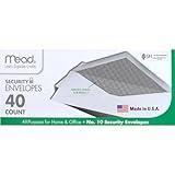 Mead #10 Envelopes, Security Printed Lining for Privacy, Gummed Closure, All-Purpose 20-Ib Paper, 4-1/8" x 9-1/2", White, 40 Letter Size Envelopes per Box (75214)