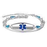 OPALSTOCK Personalized Bracelet Silicone Medical Bracelets Adjustable Sport Emergency ID Bracelets Engraving 9 Inches Waterproof ID Alert Bracelets for Men Women (Styles Blue2)