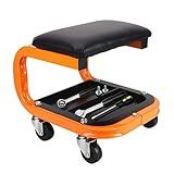 awagas Heavy Duty Rolling Creeper Garage Shop Seat Rolling Garage Stool Big Padded Mechanic Seat Mechanics Stool with Segmented Tool Tray Storage and 4 Rubber Swivel Casters - 400 lbs Capacity