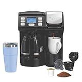 Hamilton Beach FlexBrew Trio 2-Way Coffee Maker, Compatible with K-Cup Pods or Grounds, Combo, Single Serve & Full 12c Pot, Black - Fast Brewing (49902)