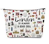 Odebyata London Travel Iconic Souvenir Makeup Bag,England London Lovers Cosmetic Bag for Besties Girls Friends Travel Lovers,Toiletry Travel Organizer Bag Zipper Bag for England Traveler (London)