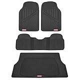 Motor Trend FlexTough Performance All Weather Rubber Car Mats with Cargo Liner - Full Set Front & Rear Floor Mats for Cars Truck SUV, Automotive Floor Mats (Black)