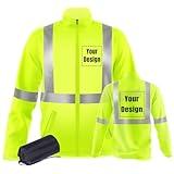 YOWESHOP High Visibility Reflective Safety Jacket Lightweight Breathable Customize Logo Work Uniform (M, Yellow - style 3)