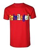 SCREENSHOTBRAND-S11942 Mens Hip-Hop Fashion Premium Tee Privileged Chenille Patch Applique T-Shirt-Red-2XLarge
