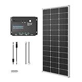 Renogy 100 Watt 12 Volt Solar Starter Kit for RV, Boat, Trailer, Off-Grid System with Monocrystalline 100 Watt Solar Panel, 30A LCD PWM Charge Controller, Adaptor Kit, Tray Cables, Mounting Z Brackets