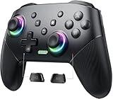 VOYEE Switch Controller Wireless, Pro Controllers Compatible with Switch Lite/OLED/PC, One-Key Pairing Gamepad with 9-Color RGB LEDs 1000mAh Battery 6-Axis Motion Wake Up Function