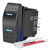 Nilight Waterproof Rocker Switch Toggle ON/Off/ON DPDT 7Pin 12V 24V Jumper Wires Winch Pump for Cars Trucks Caravans Boats RV SUV ATV UTV