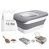 HOYTAMDAR 13 Lbs Dog Food Container, Collapsible Dog Food Storage Container with Airtight Lid, Cat Food Storage container Dry Food for Pets, Rice, Cereal, Silicone Pet Bowl and Dog Food Scoop