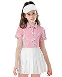 Soneven Girls Short Sleeve Golf Polo Shirts Quick Dry Athletic Tops Button Tennis Shirts for Age 5-16 Years