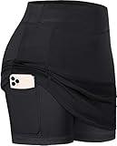 BLEVONH Womens Summer Tennis Skirts with Shorts Underneath, Pickleball, Athletic, Workout and Golf Skorts with Pockets Black XX-Large