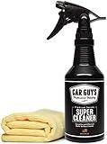 CAR GUYS Super Cleaner | Effective Car Interior Cleaner | Leather Car Seat Cleaner | Stain Remover for Carpet, Upholstery, Fabric, and Much More! | 18 Oz Kit