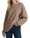 Oakgarden Women's Zipper Nursing Sweatshirts, Oversized Casual Waffle Knit Breastfeeding Pullover Tops Pregnancy Mama Clothes(Coffee,Large)