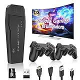 HCRTGAY Wireless Retro Gaming Console Stick, Plug and Play TV Video Games Stick with Built-in 18 Emulators, Retro Drive 20000+ Games, 4K HDMI Output with 2 2.4G Wireless Controllers (64GB Memory Card)