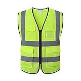 ASIPHITU Reflective Safety Vest for Men Women High Visibility Construction Work Vest with Pockets and zipper front Hi Vis Security Vest with Reflective Strips Meets ANSI/ISEA Standard (AP1-Yellow-M)