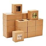 Juvale 50 Pack 4x4x2.5 Mini Dessert Boxes with Window for Bakery - Baked Goods Packaging Containers for Cupcakes, Cookies, Pastry (Kraft Paper)