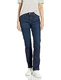 Amazon Essentials Women's Mid Rise Slim Straight Jean, Dark Wash, 16