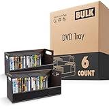 Stock Your Home DVD Storage Box, Movie Shelf Organizer for Blu-Ray, Video Game Cases, CDs, VHS Tape Display Stand, Disc Holder Can Store Up to 28 DVDs, Faux Leather (Espresso) 6 pack