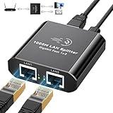 AILVLVNG Ethernet Splitter 1 to 2 1000Mbps Internet Cable Splitter 1 in 2 Out High Speed Either Network Splitter Gigabit Dual LAN RJ45 Port Router Switch Work with Cat6/7/8 Cable