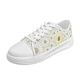Twousenru Yellow Daisy Bee Womens Classic Low Top Canvas Shoes Lace Up Fashion Walking Sneakers Comfortable Casual Footwear for College Students US 9.5