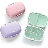 MEACOLIA 3 Pack 8 Compartments Travel Pill Organizer, Daily Pill Case Small Pill Box for Pocket Purse, Portable Pill Container Medicine Vitamin Organizer (Purple, Green, Pink)