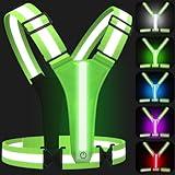 SAWNZC LED Reflective Vest Running Gear, 5 Colors Lights Up Running Vest Rechargeable for Night Walking Running Cycling Jogging, Adjustable Size for Men Women Kids