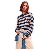 Free People Women's Witness The Fitness Into The Blue Pullover Blue Combo Medium