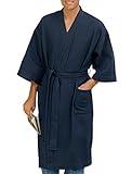 Harbor Bay by DXL Men's Big and Tall Waffle-Knit Kimono Robe Navy