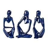 BMLCGJ Thinker Statue Gold Decor Abstract Art Sculpture, Golden Resin Collectible Figurines for Home Living Room Office Shelf Decoration,Great Gifts Ideas (Blue)