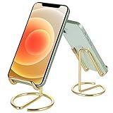 ROPOSY Cell Phone Stand for Desk, Cute Metal Gold Cell Phone Stand Holder Desk Accessories, Compatible with All Mobile Phones, iPhone, Switch, iPad