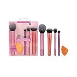 Real Techniques 5 Piece Everyday Essentials Makeup Brush Set, 4 Brushes & Makeup Sponge, For Foundation, Blush, Contour, Eyeshadow, & Powder, Travel Gift Set, Stocking Stuffer, Cruelty-Free & Vegan