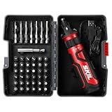 SKIL Rechargeable 4V Cordless Screwdriver with Circuit Sensor Technology Includes 45pcs Bit Set, USB Charging Cable, Carrying Case - SD561204