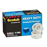 Scotch Heavy Duty Shipping Packing Tape, Clear, Holiday Shipping Supplies, 1.88 in. x 54.6 yd., 36 Tape Rolls