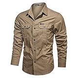 Mens Shirts Casual Stylish Vintage 80s Clothing Men T Shirts Costume Men Long Sleeve Pocket T Shirts Fleece Zip Up Men Long Sleeve Shirt Men Try Before You Buy E-Khaki