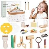 Makeup Kit Toys for 2 Year Old Girls Gifts - Wooden Makeup Toy Set Pretend Play for Toddler 2-4 - Montessori Toys for 2 3 Year Old, Christmas Birthday Gifts for Kids 3-5 with Beauty & Hair Salon Toys