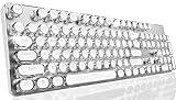 SEUNKWANG EWEADN TK950 Typewriter Keyboard Wireless Mechanical Keyboard, 104 Keys Aesthetic Typewriter Keyboards with White Backlit, Anti-Ghosting, Blue Switch Bluetooth/2.4GHz/Wired Keyboards-White