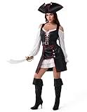 Spooktacular Creations Halloween Pirate Costume Dress Women, Renaissance Pirate Wench Outfit With Hat Belt for Dress Up Themed Cosplay Parties(Medium)