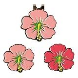Eshan Magnetic Golf Ball Markers and Novelty Hat Clip Set Flower Glove Hat Shape Clip Golf Bag Accessories Court Gift for Men Women Golfer (Flower-2)