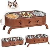 handrong Elevated Cat Bowl,Raised Cat Food Bowls,Tilted Pet Bowl,Adjustbale Cats Feeding Station,Pet Feeder with Stand 3 Stainless Steel Bowls for Cats Small Dogs
