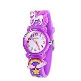 VAPCUFF Unicorn Gifts for Girls Age 3-5, Toddler Watch Girl Toys for 3 4 5 6 Year Old Toddler Watch Gift for 3 4 5 6 7 8 Year Old Girl - Dark Purple