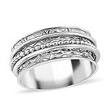 Shop LC Anxiety Ring for Women 925 Sterling Silver Spinning Spinner Rings for Men Oxidized Beach Concave Boho Statement Jewelry Band Meditation Stress Relief Gifts for Women Size 9 Christmas Gifts